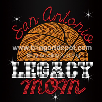 San Antonio Legacy Mom Rhinestone Basketball Heat Transfers